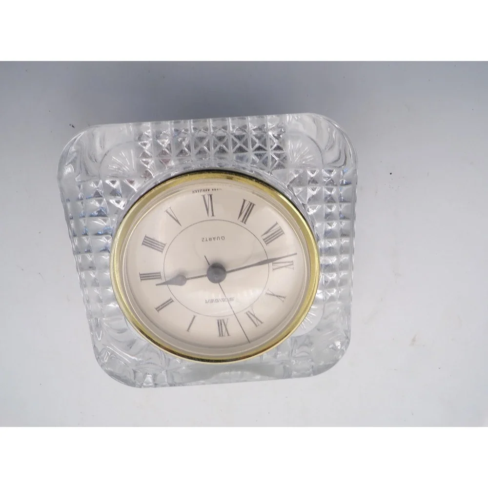 Vintage Staiger German Lead‎ Crystal Desk Clock Roman Numeral Quartz